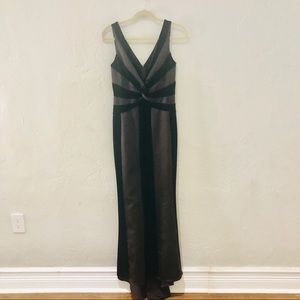 Tadashi | Velvet and satin finish gown with train